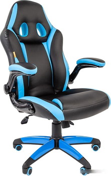 Кресло Chairman Game 15 (черный/голубой) - фото