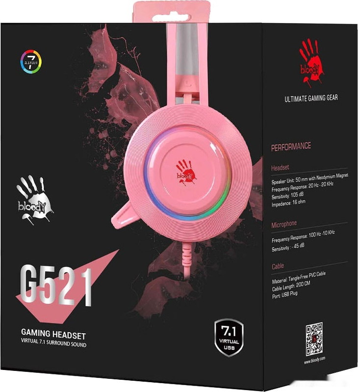 Наушники A4Tech Bloody G521 (розовый)