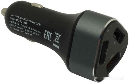 Автомобильное зарядное ACD ACD-C233-X3B