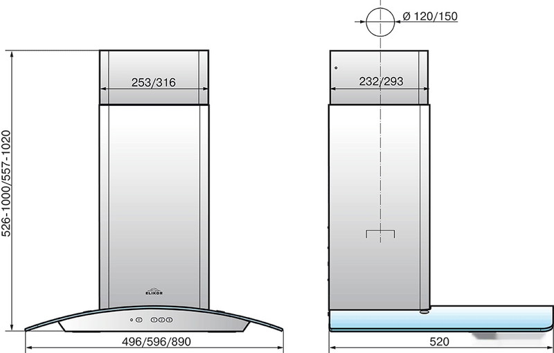 Кухонная вытяжка Elikor Аметист 60Н-430-К3Д (нержавеющая сталь)