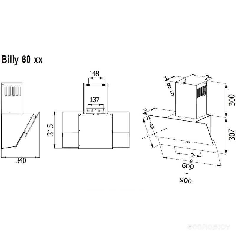 Кухонная вытяжка Evelux Billy 60 WG