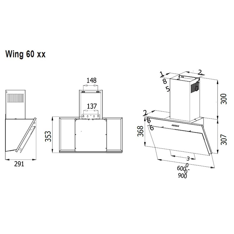 Кухонная вытяжка Evelux Wing 60 BG