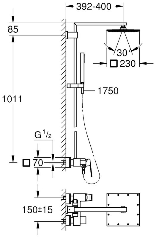 Душевая система Grohe Euphoria Cube XXL System 230 [23147001]