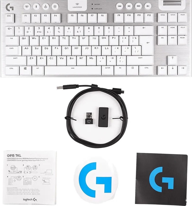 Клавиатура Logitech G915 TKL Lightspeed GL Tactile (серебристый)