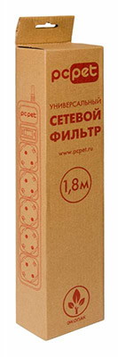 Сетевой фильтр PC PET 5 розеток, серый, 1.8 м [AP01006-1.8-GR]