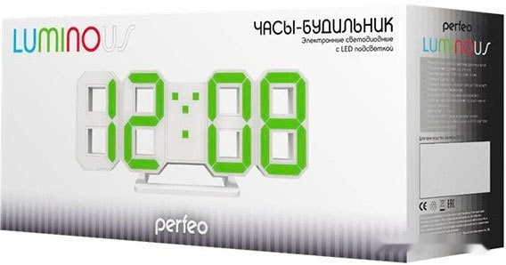 Настольные часы Perfeo Luminous PF-663 (белый/зеленый)