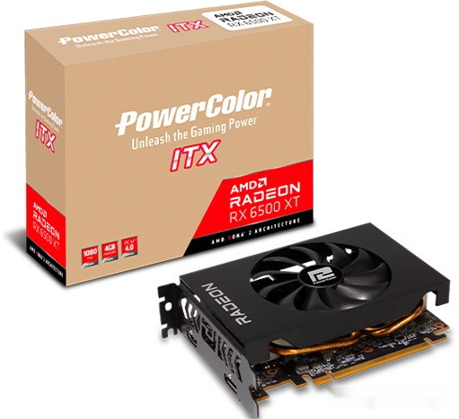 Видеокарта PowerColor Radeon RX 6500 XT ITX 4GB GDDR6 AXRX 6500 XT 4GBD6-DH
