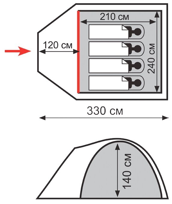 Кемпинговая палатка Totem Chinook 4 V2