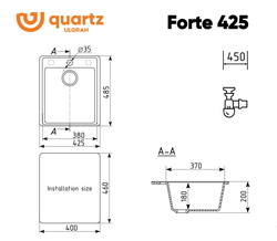 Кухонная мойка Ulgran Quartz Forte 425 (05 Бетон) - фото2