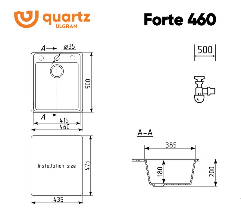 Кухонная мойка Ulgran Quartz Forte 460-04 (платина)