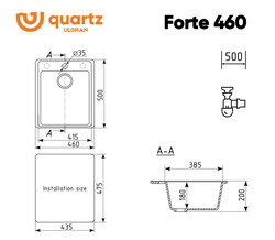 Кухонная мойка Ulgran Quartz Forte 460-04 (платина) - фото2