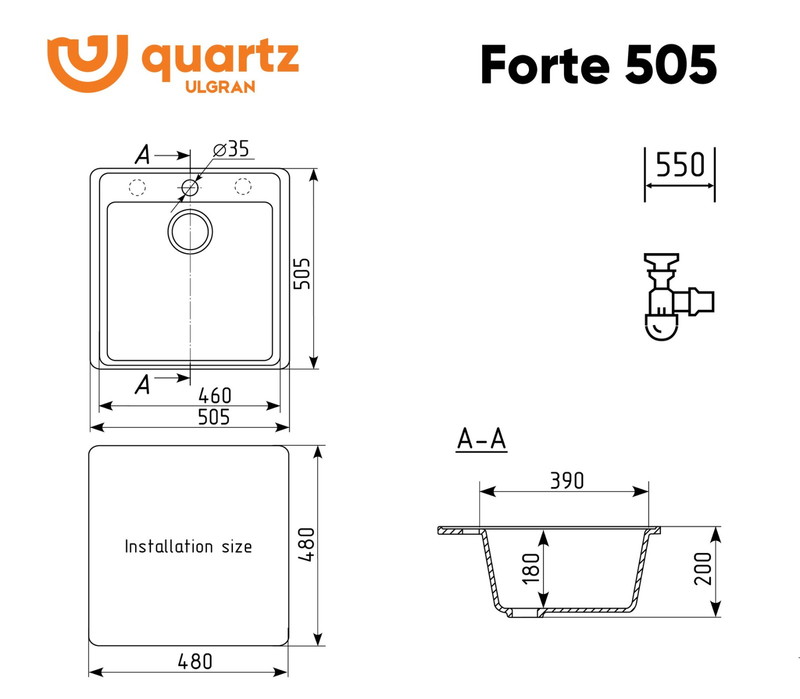 Кухонная мойка Ulgran Quartz Forte 505-08 ( космос)