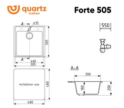 Кухонная мойка Ulgran Quartz Forte 505-08 ( космос) - фото2