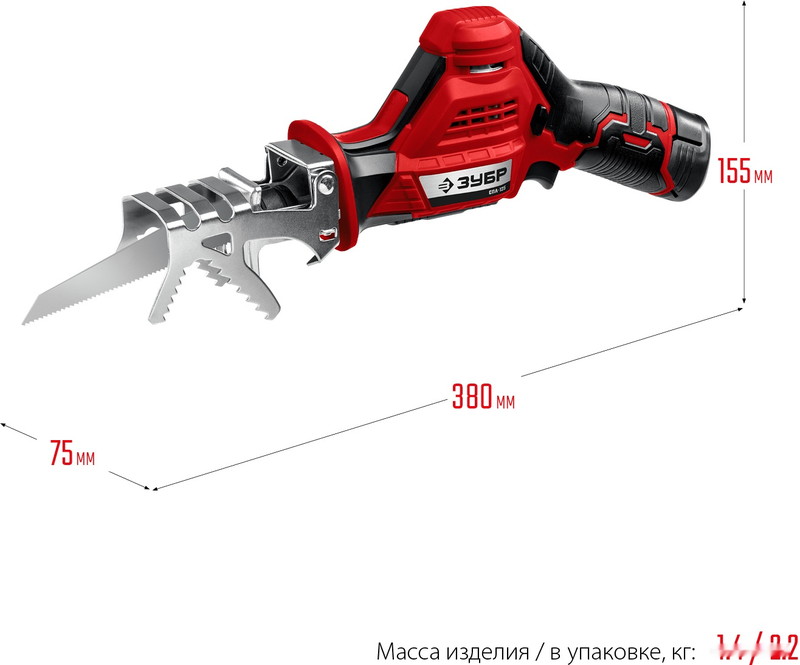Сабельная пила ЗУБР Мастер СПЛ-125-22 (с 2-мя АКБ)